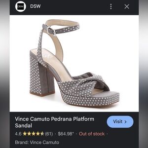 Vince Camuto Pedrana Platform Sandal block heel sleet grey gray faux suede 8